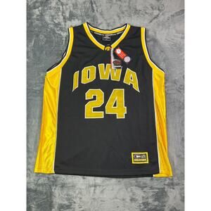 VTG Iowa Hawkeyes Basketball Jersey Colosseum XL Black‎ Yellow #24 NCAA NWT